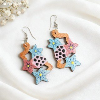 Hot Sale Painting Wood Earrings Unique Design